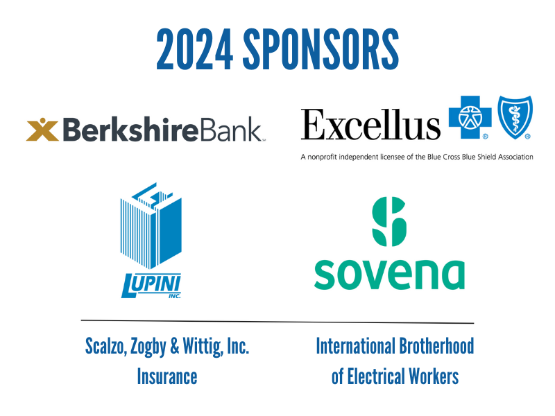 2023 Sponsors, Berkshire Bank, Excellus BlueCross BlueShield, Lupini Construction, Sovena, Stoneage Landscaping, McQuade and Bannigan, Poland Sand and Gravel, Jay-K Lumber